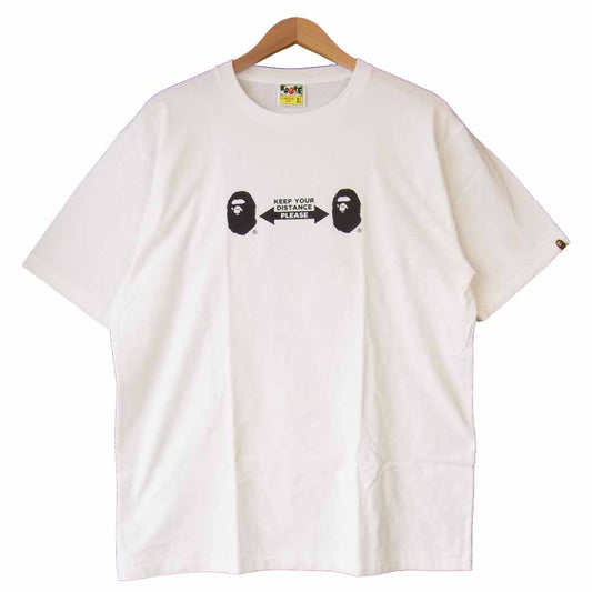 A BATHING APE アベイシングエイプ 1G70110022 SOCIAL DISTANCE BIG APE HEAD TEE ソーシャル ディスタンス ビッグ ヘッド Tシャツ ホワイト系 XL【新古品】【未使用】【中古】