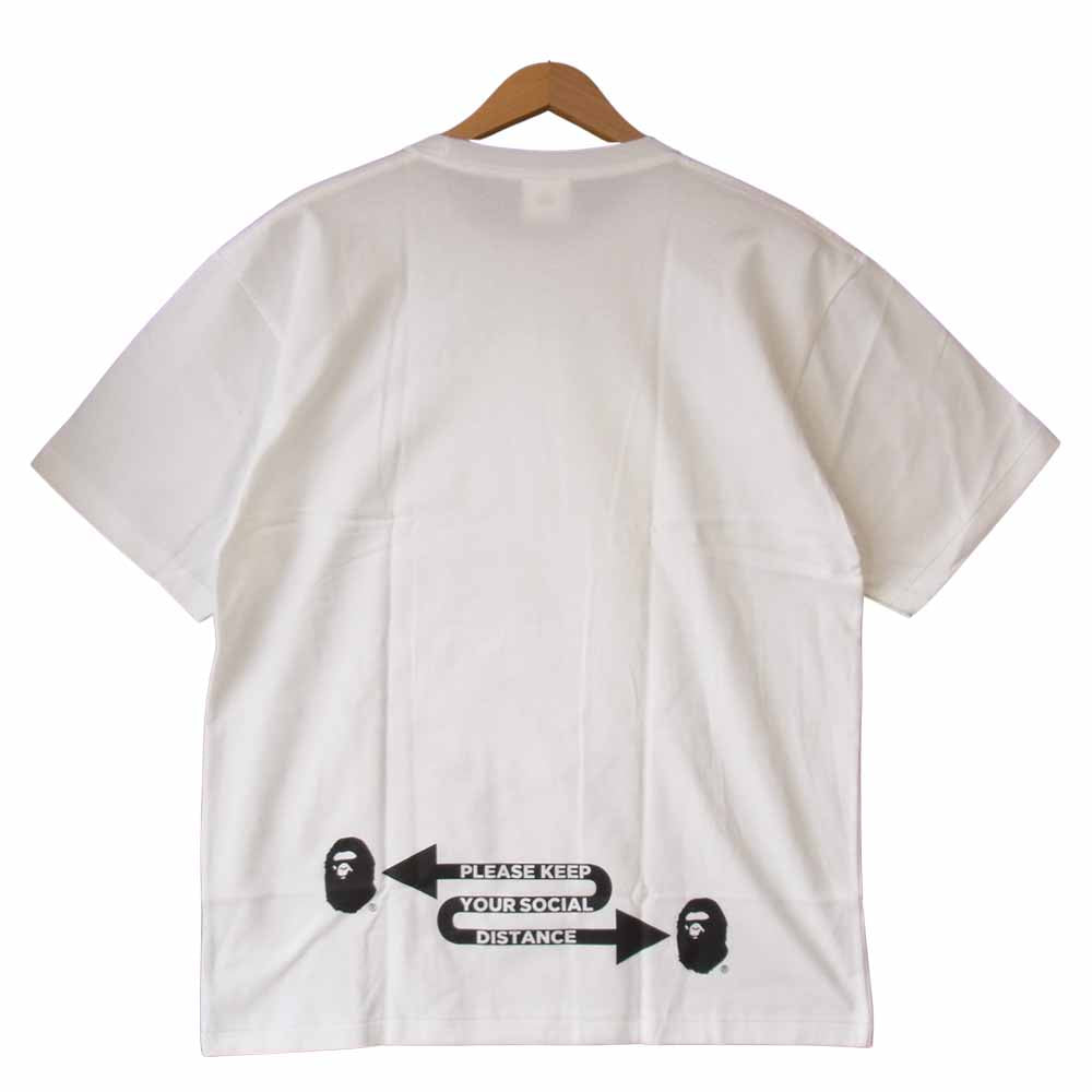 A BATHING APE アベイシングエイプ 1G70110021 SOCIAL DISTANCE BIG APE HEAD TEE ソーシャル ディスタンス ビッグ ヘッド Tシャツ ホワイト系 XL【新古品】【未使用】【中古】