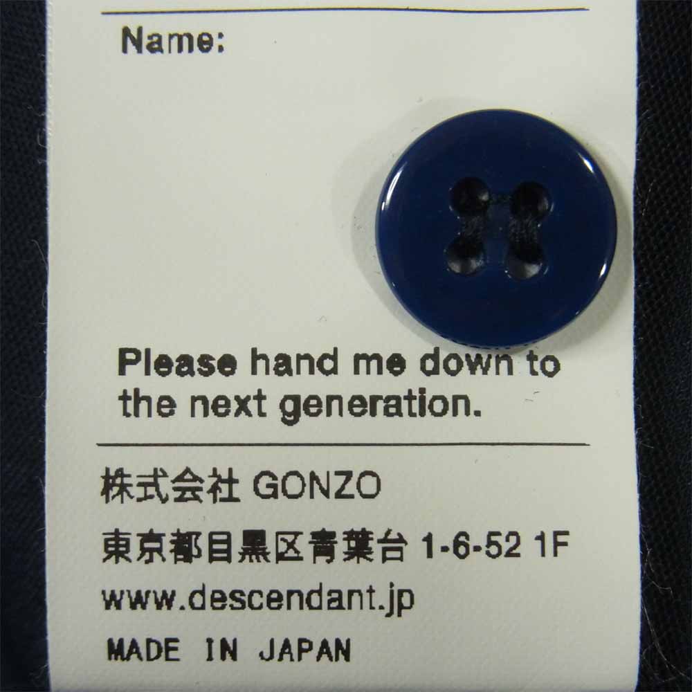 DESCENDANT ディセンダント 21SS  211BRDS-SHM05 B.C WORK LS SHIRT ロゴ 刺繍 長袖 ワーク シャツ ネイビー系 2【極上美品】【中古】