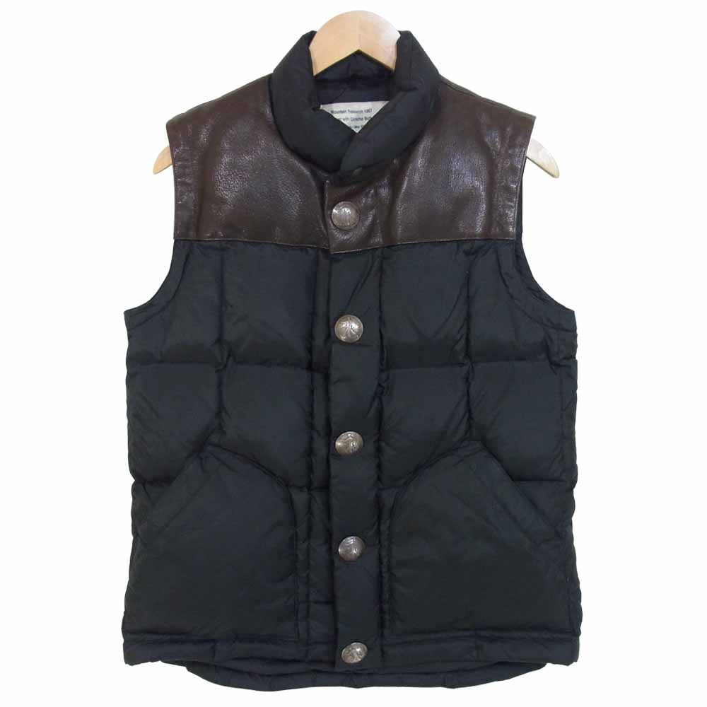 MOUNTAIN RESEARCH マウンテンリサーチ MTR-1057 Vest With Concho Buttons ゴートレザー コンチョ ダウン ベスト ブラック系 M【中古】