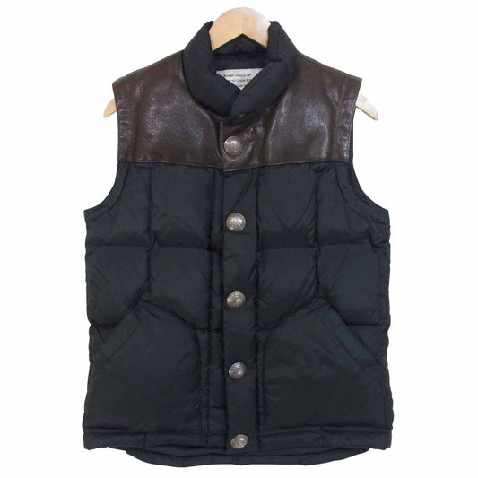 MOUNTAIN RESEARCH マウンテンリサーチ MTR-1057 Vest With Concho Buttons ゴートレザー コンチョ ダウン ベスト ブラック系 M【中古】