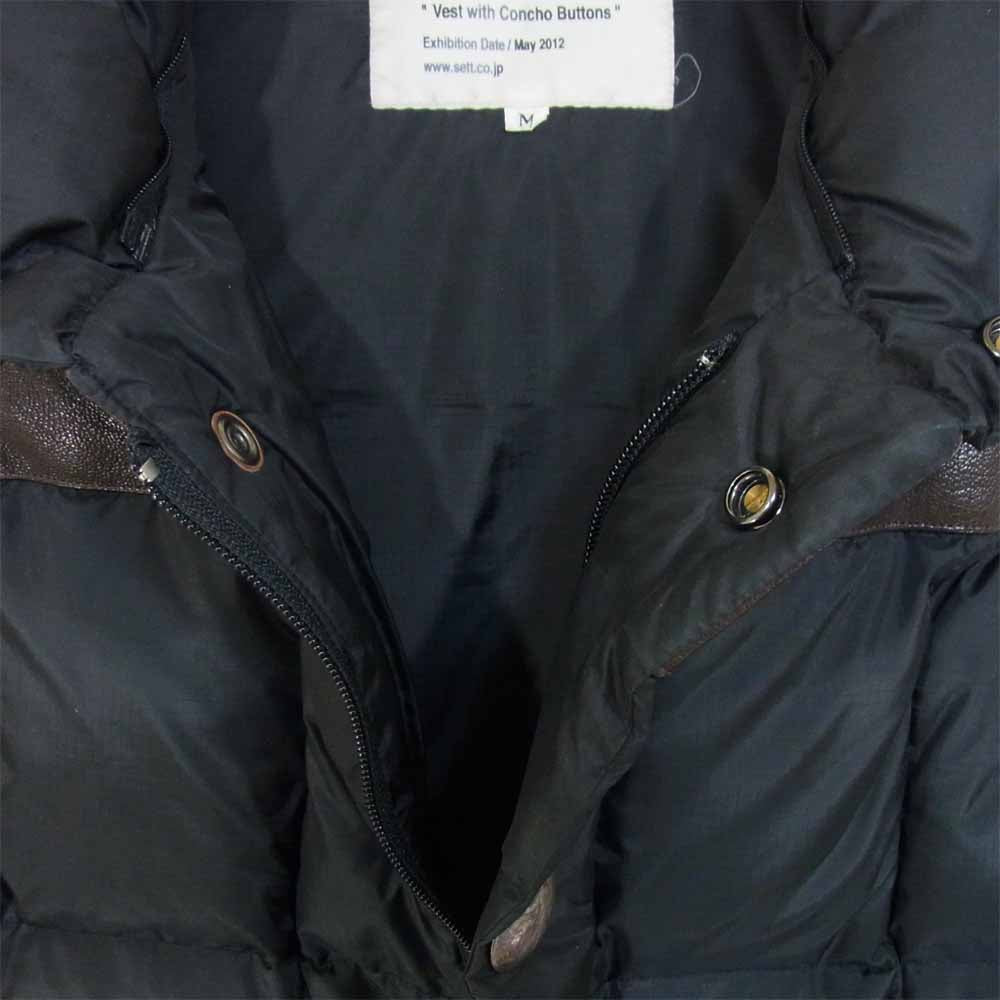 MOUNTAIN RESEARCH マウンテンリサーチ MTR-1057 Vest With Concho Buttons ゴートレザー コンチョ ダウン ベスト ブラック系 M【中古】