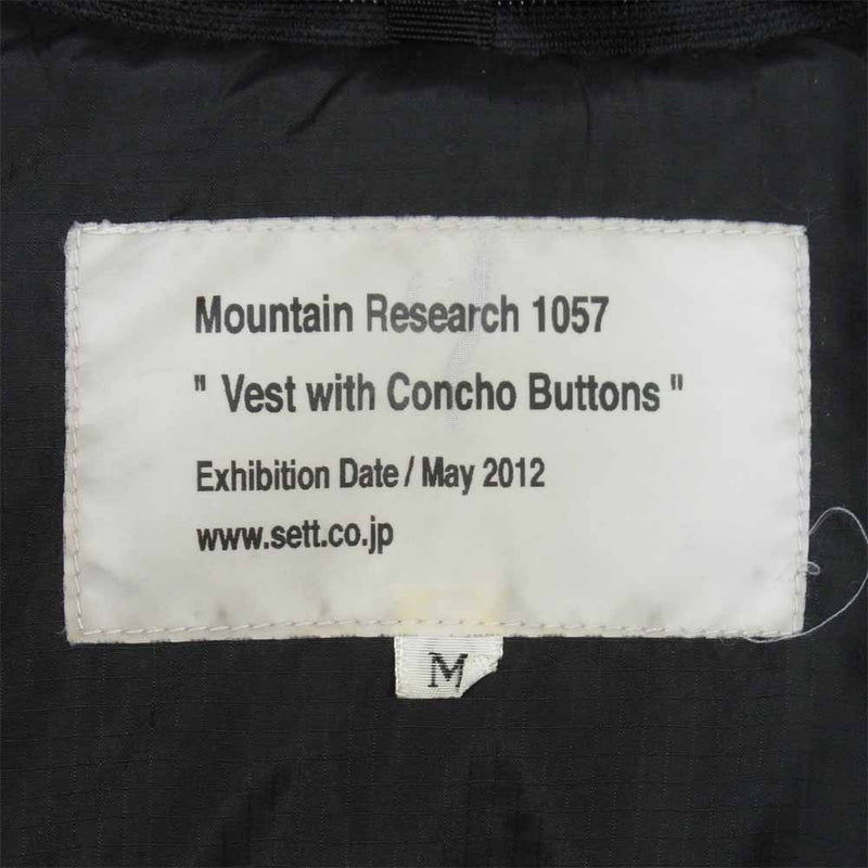MOUNTAIN RESEARCH マウンテンリサーチ MTR-1057 Vest With Concho Buttons ゴートレザー コンチョ ダウン ベスト ブラック系 M【中古】