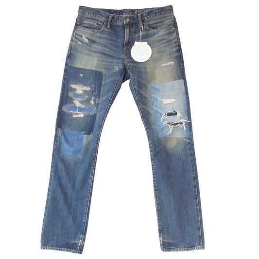 HYSTERIC GLAMOUR ヒステリックグラマー 02203AP09 パッチワーク リメイク スリム ストレート デニム パンツ インディゴブルー系 32【中古】
