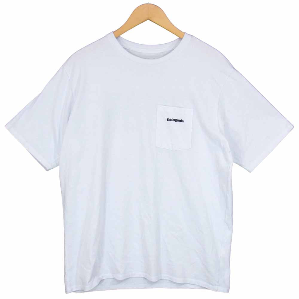 patagonia パタゴニア 38512SP20 胸ポケット バックプリント Tシャツ  ホワイト系 M【中古】