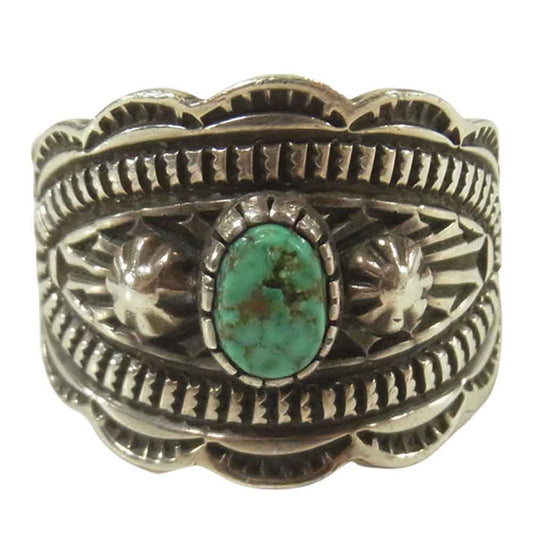 ジェーオーホワイト ナバホ スタンプワーク ストーン リング スターリングシルバー シルバー系【中古】