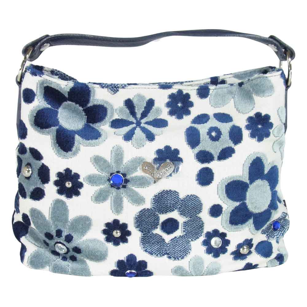 シンクビー A000451  フラワー ブルーカナリー 2WAY ショルダー ハンドバック ブルー系【極上美品】【中古】