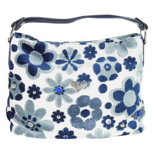 シンクビー A000451  フラワー ブルーカナリー 2WAY ショルダー ハンドバック ブルー系【極上美品】【中古】