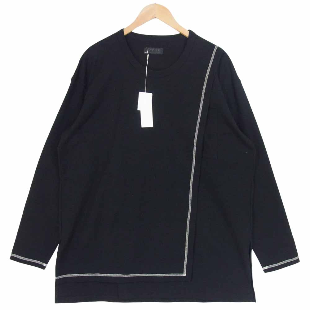 Yohji Yamamoto ヨウジヤマモト UB-T49-018-2 S'YTE サイト ハーフレイヤード ラップ カットソー ポケット Tシャツ ブラック系 3【新古品】【未使用】【中古】