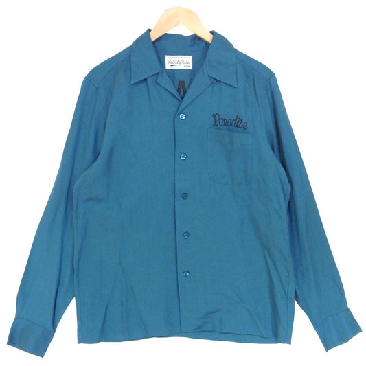 WACKO MARIA ワコマリア RAYON 50’S SHIRT TYPE-5 paradise タイガー 刺繍 レーヨン オープンカラー 開襟 長袖 シャツ 青緑系 L【中古】