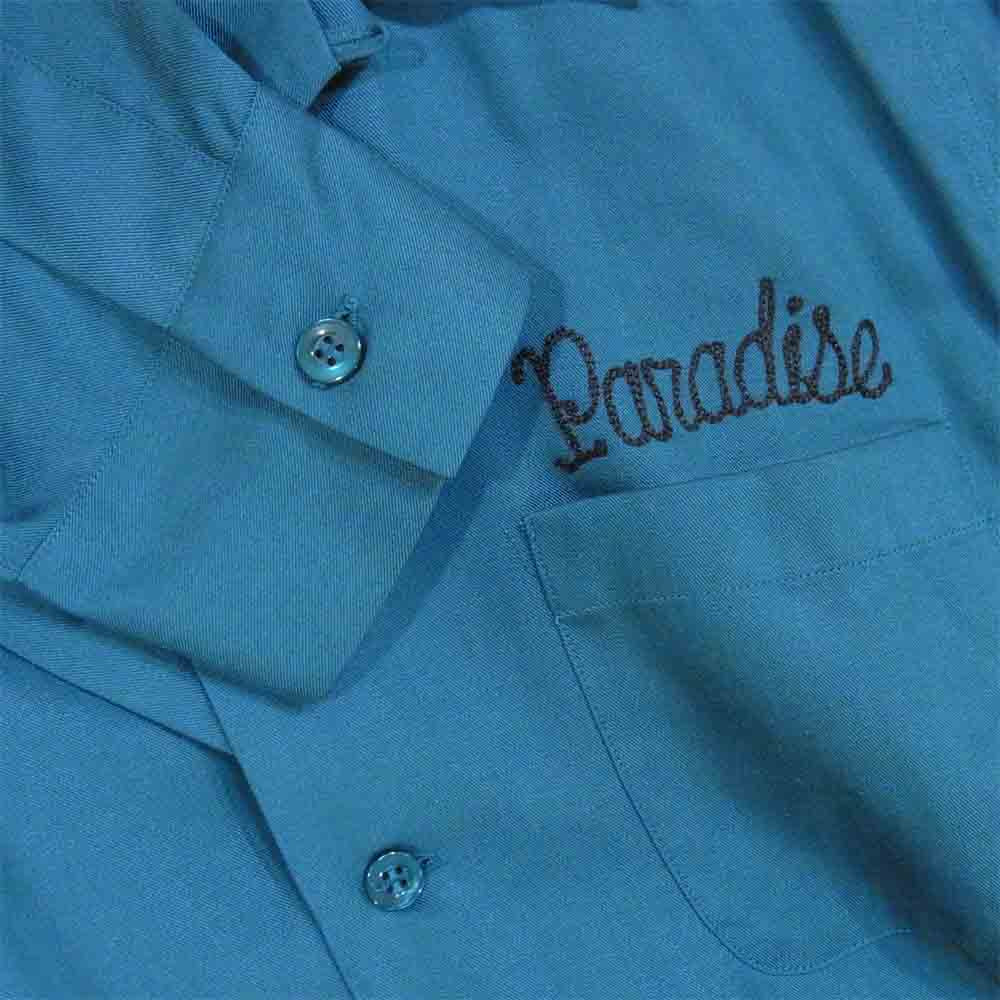 WACKO MARIA ワコマリア RAYON 50’S SHIRT TYPE-5 paradise タイガー 刺繍 レーヨン オープンカラー 開襟 長袖 シャツ 青緑系 L【中古】