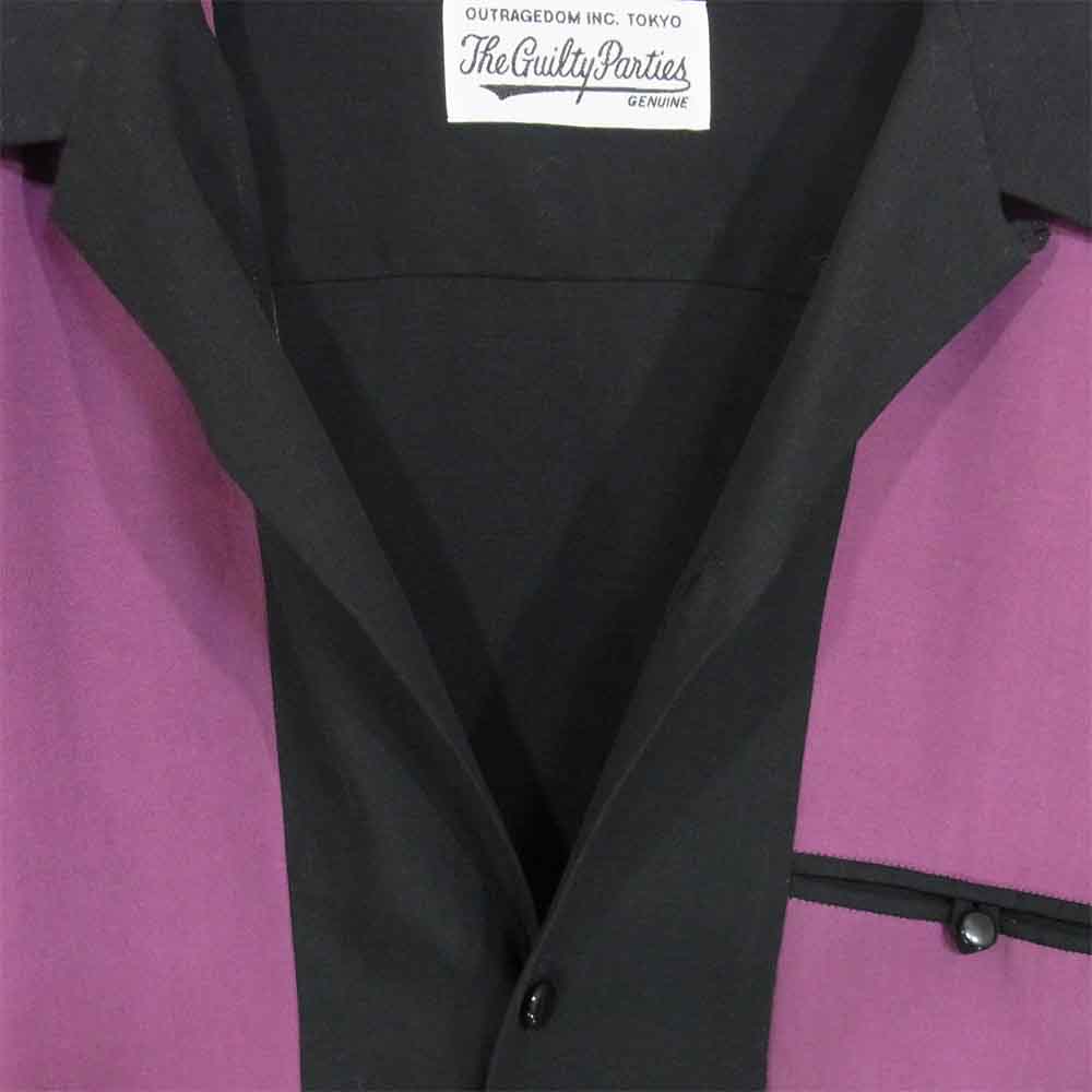 WACKO MARIA ワコマリア TWO-TONE 50's SHIRTS ツートン オープンカラー 開襟 長袖 シャツ 黒紫系 M【極上美品】【中古】