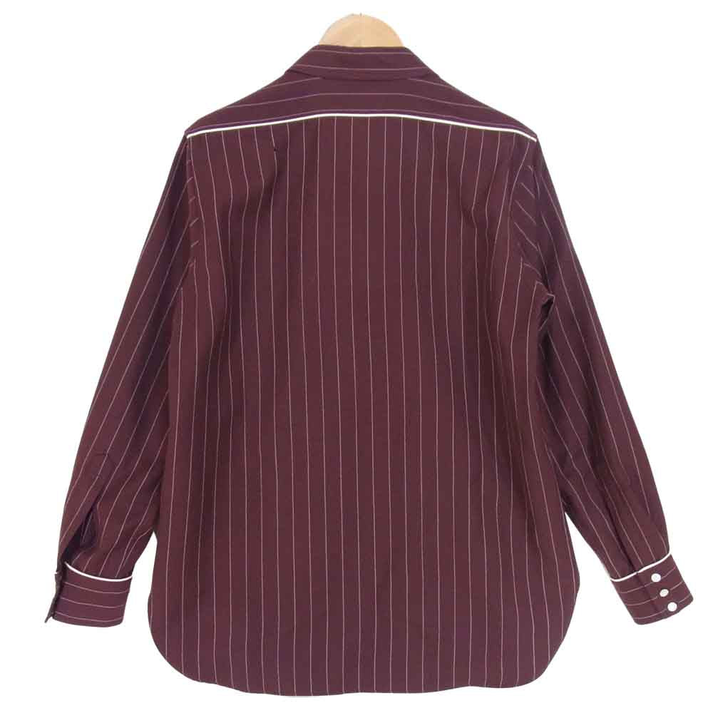 WACKO MARIA ワコマリア STRIPE WESTERN SHIRT ストライプ ウエスタン 長袖 シャツ 赤紫系 M【美品】【中古】