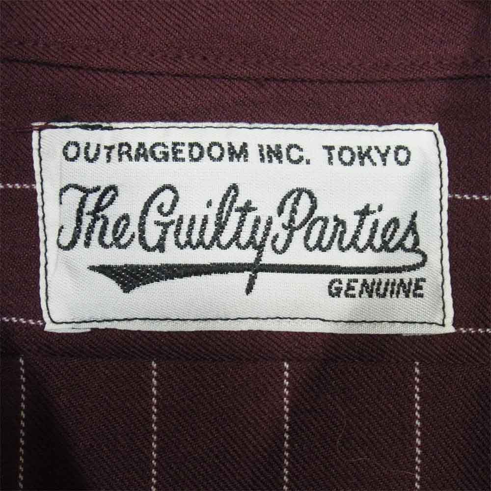 WACKO MARIA ワコマリア STRIPE WESTERN SHIRT ストライプ ウエスタン 長袖 シャツ 赤紫系 M【美品】【中古】