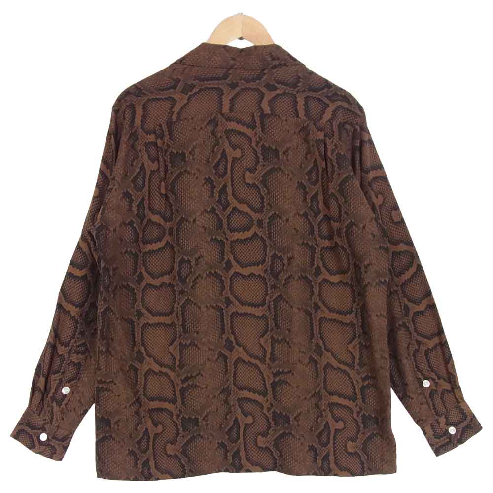 WACKO MARIA ワコマリア HAWAIIAN SHIRT L/S 日本製 長袖 ハワイアン シャツ ブラウン系 M【極上美品】【中古】