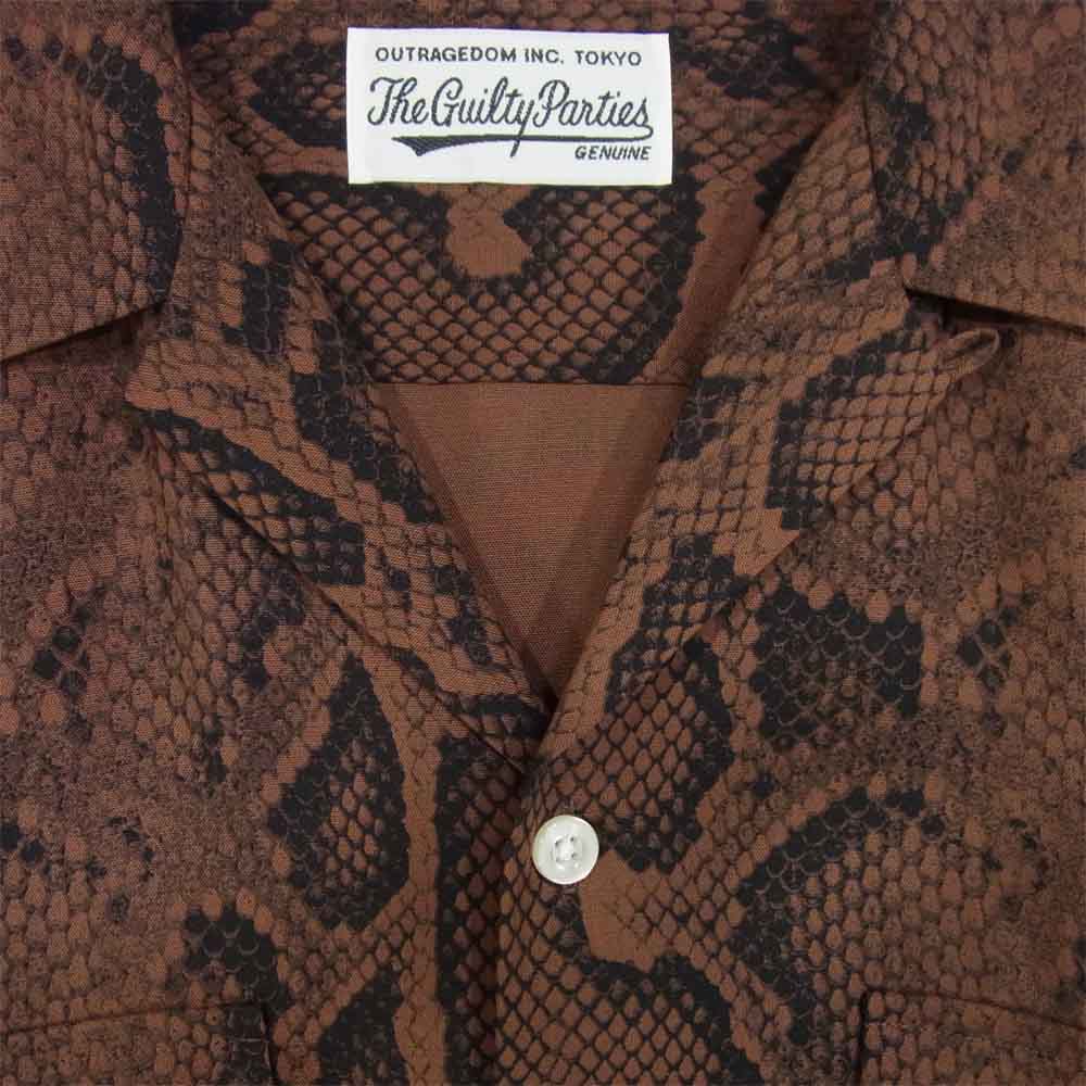 WACKO MARIA ワコマリア HAWAIIAN SHIRT L/S 日本製 長袖 ハワイアン シャツ ブラウン系 M【極上美品】【中古】
