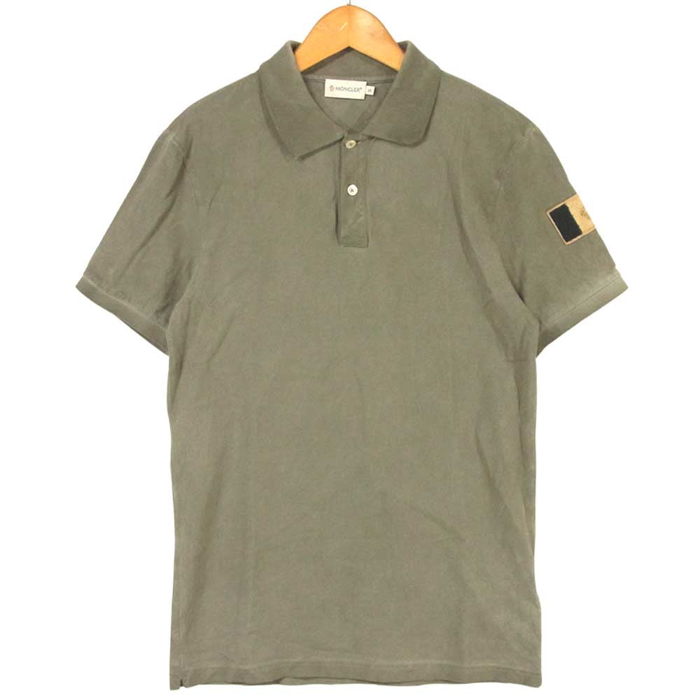 MONCLER モンクレール MAGLIA POLO MANICA CORTA USED加工 半袖 ポロシャツ グレー系 S【中古】