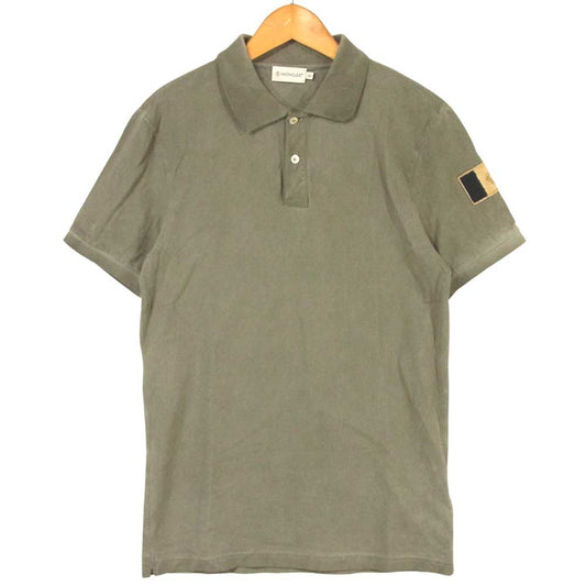 MONCLER モンクレール MAGLIA POLO MANICA CORTA USED加工 半袖 ポロシャツ グレー系 S【中古】