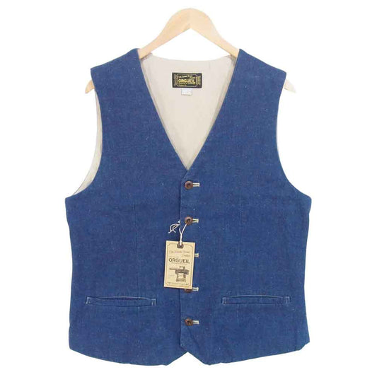 ORGUEIL オルゲイユ OR-4008 NEP DENIM GILET インディゴ ネップ デニム ジレ ベスト インディゴブルー系 42【極上美品】【中古】