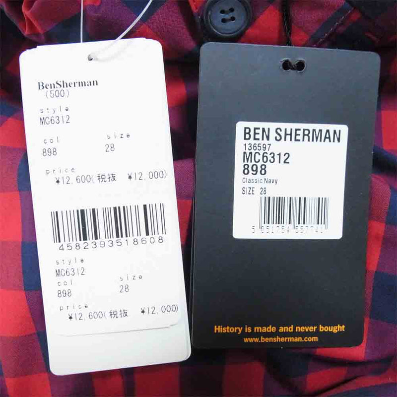 Ben Sherman ベンシャーマン MC6312 チェック ショート パンツ レッド×ネイビー系 28【新古品】【未使用】【中古】
