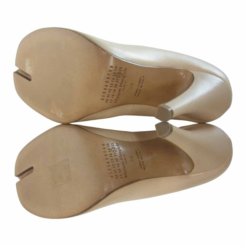 MARTIN MARGIELA マルタンマルジェラ 58WL0070 足袋 タビ パンプス レディース ヒール ライトブラウン系 38【極上美品】【中古】