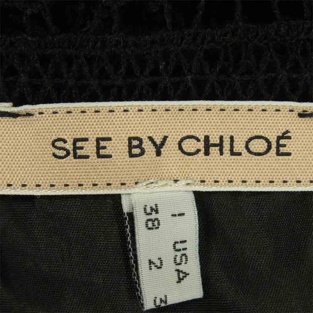SEE BY CHLOE シーバイクロエ 国内正規品 レース 半袖 ワンピース イタリア製 ブラック系 38【中古】