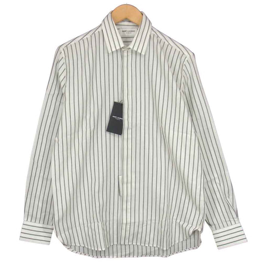SAINT LAURENT サンローラン 20AW 564172Y1B89 ストライプ レギュラー カラー シャツ オフホワイト系 38【新古品】【未使用】【中古】