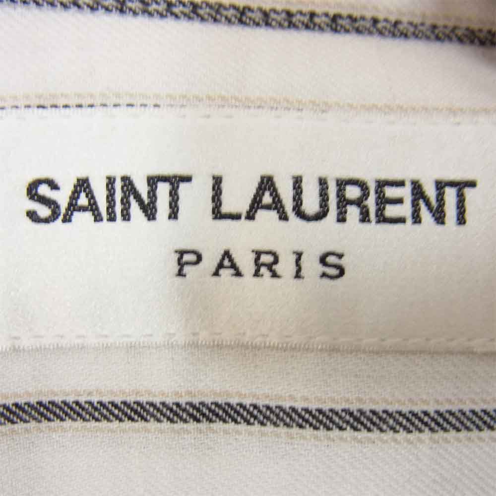 SAINT LAURENT サンローラン 20AW 564172Y1B89 ストライプ レギュラー カラー シャツ オフホワイト系 38【新古品】【未使用】【中古】