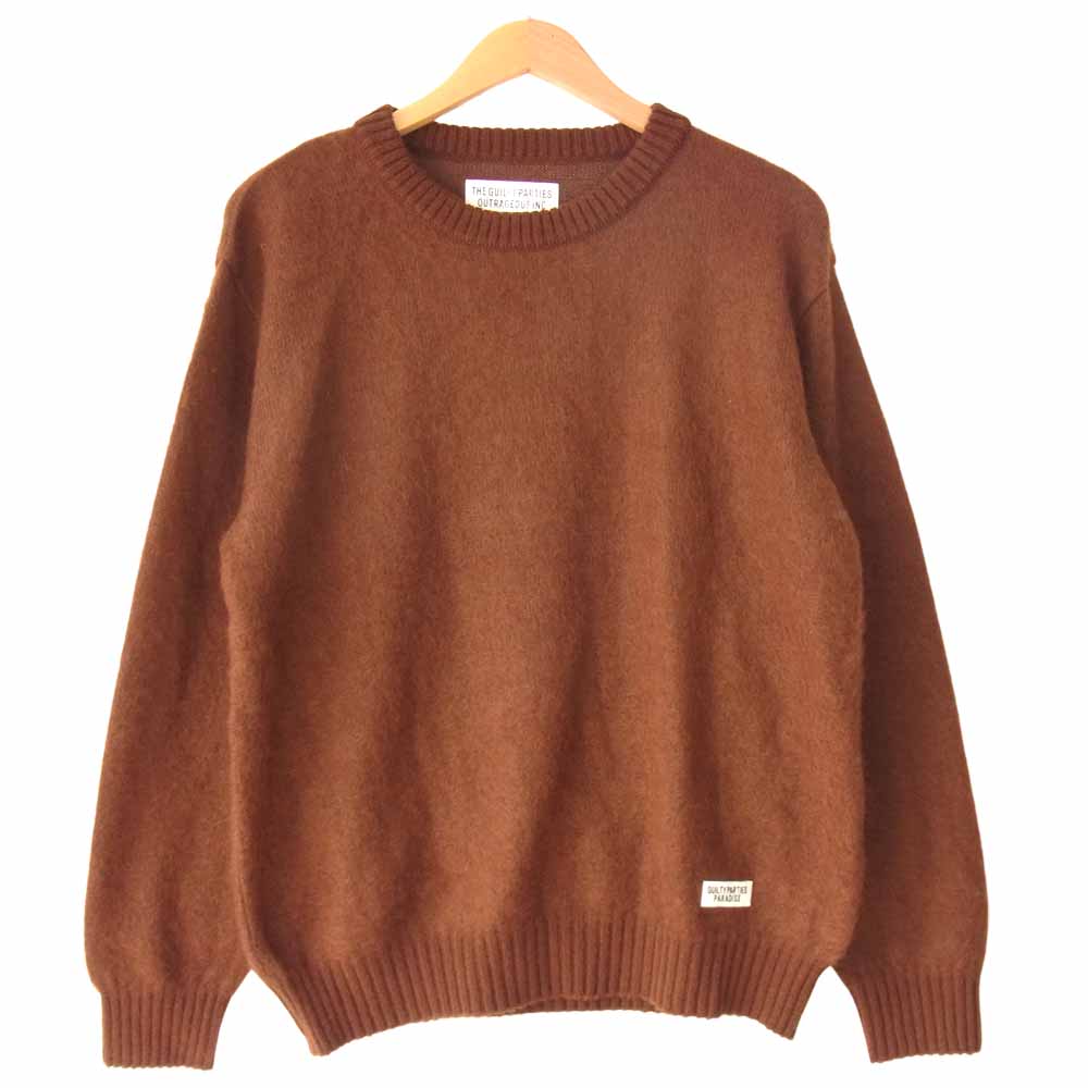 WACKO MARIA ワコマリア MOHAIR CREW NECK SWEATER モヘア クルーネック セーター ニット ブラウン系 M【美品】【中古】