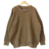 NEIGHBORHOOD ネイバーフッド 21SS 211FUNH-KNM01 SAVAGE . CREW / CA-KNIT LS ダメージ加工 ホール デザイン オーバーサイズ クルーネック ニット  カーキ系 M【新古品】【未使用】【中古】