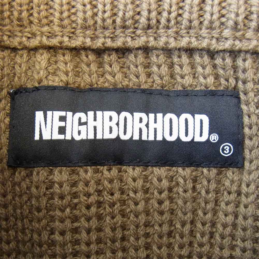 NEIGHBORHOOD ネイバーフッド 21SS 211FUNH-KNM01 SAVAGE . CREW / CA-KNIT LS ダメージ加工 ホール デザイン オーバーサイズ クルーネック ニット  カーキ系 M【新古品】【未使用】【中古】