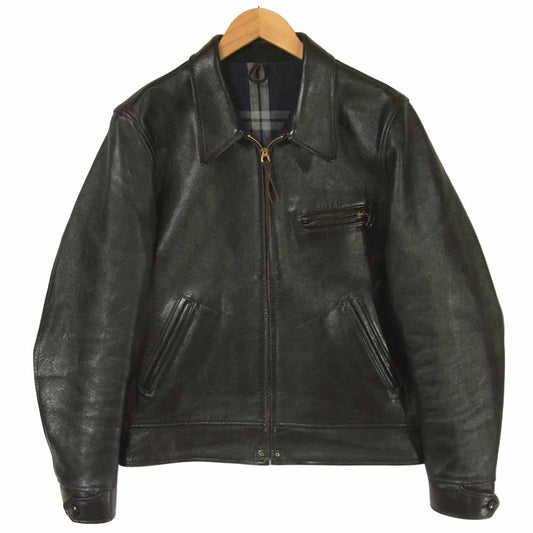 トロフィークロージング 茶芯 ホースハイド レザー ライダース ジャケット ブラック系 40【中古】