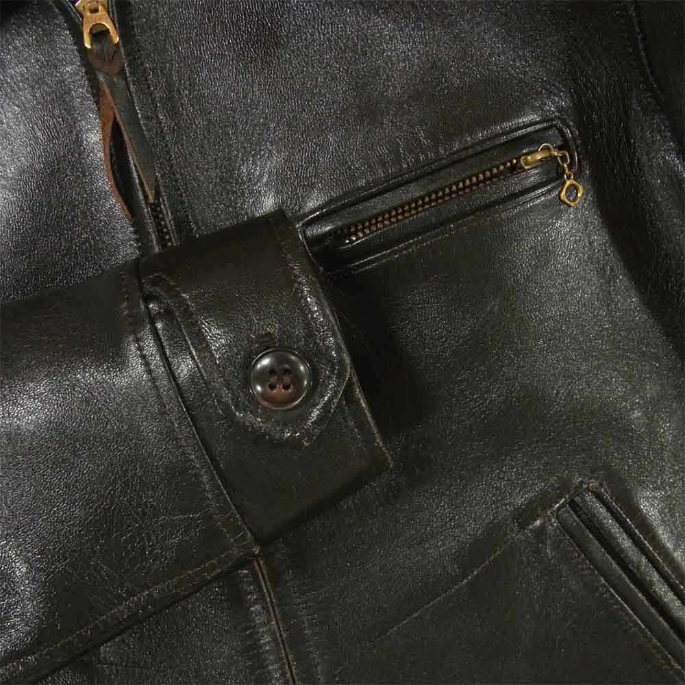 トロフィークロージング 茶芯 ホースハイド レザー ライダース ジャケット ブラック系 40【中古】