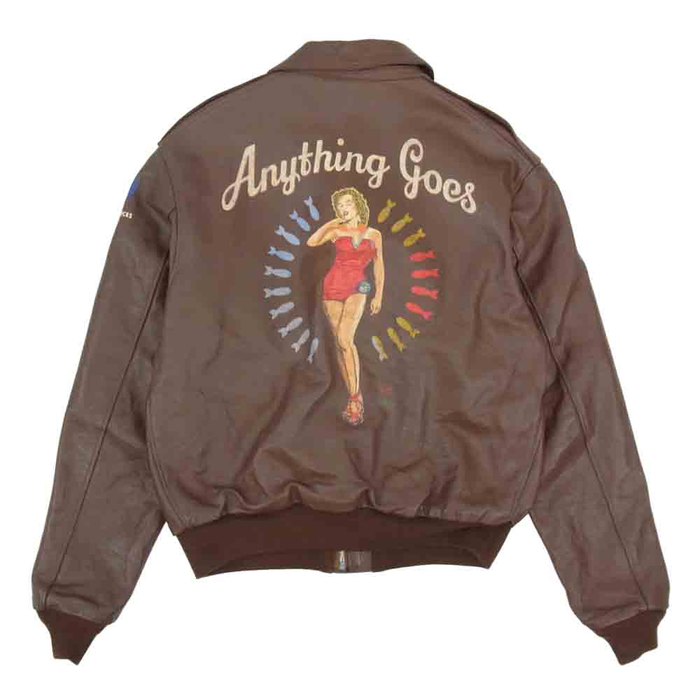 TOY'S McCOY トイズマッコイ A-2 エニシングゴーズ マリリンモンロー レザー フライト ジャケット ブラウン系 44【中古】
