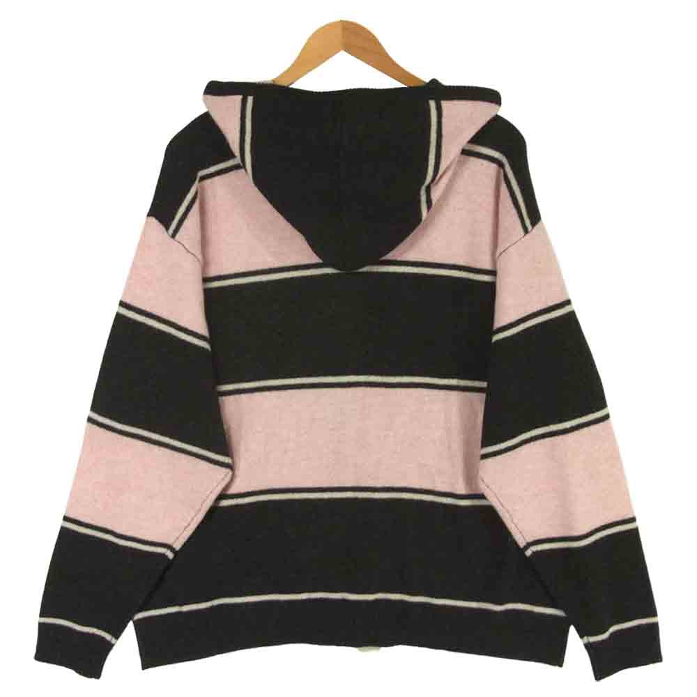 DESCENDANT ディセンダント 18AW 182MADS-KNM02 BAJA ZIP WOOL KNIT ボーダー ジップ パーカー ニット ピンク系 ブラック系 M【新古品】【未使用】【中古】