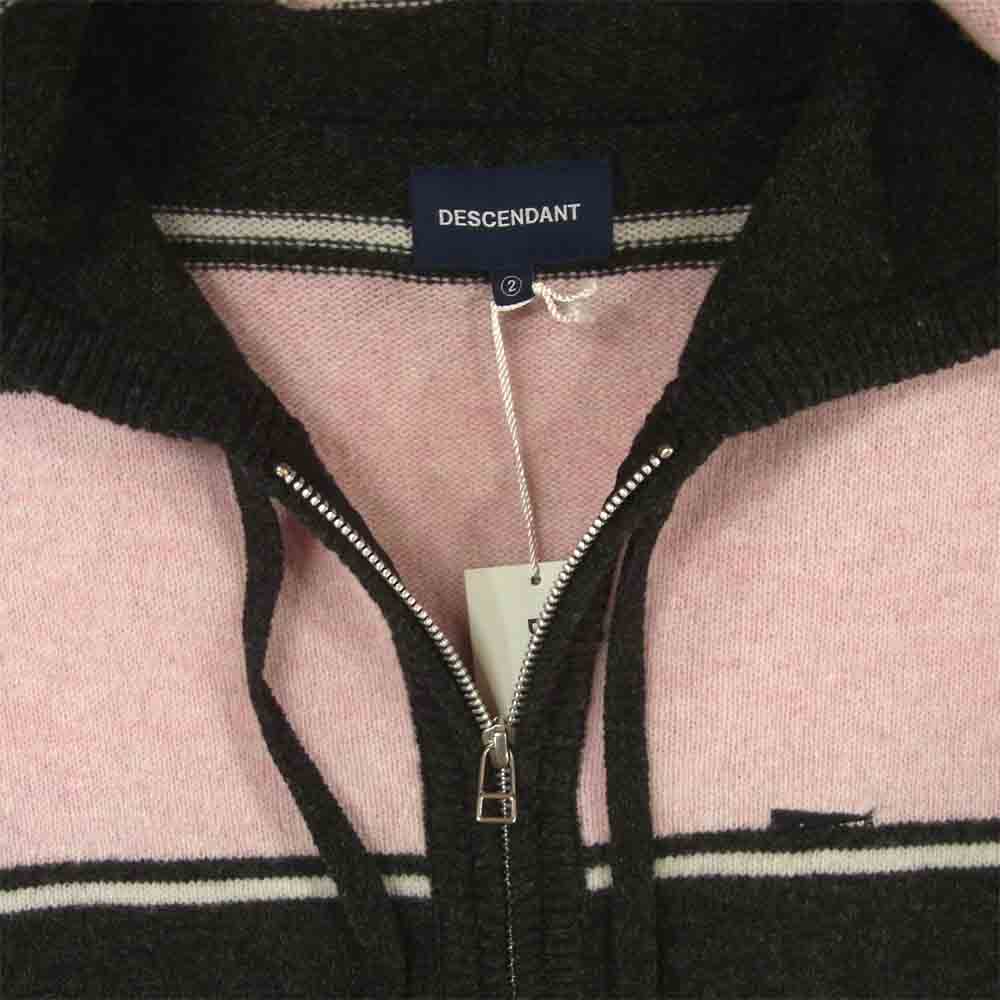 DESCENDANT ディセンダント 18AW 182MADS-KNM02 BAJA ZIP WOOL KNIT ボーダー ジップ パーカー ニット ピンク系 ブラック系 M【新古品】【未使用】【中古】