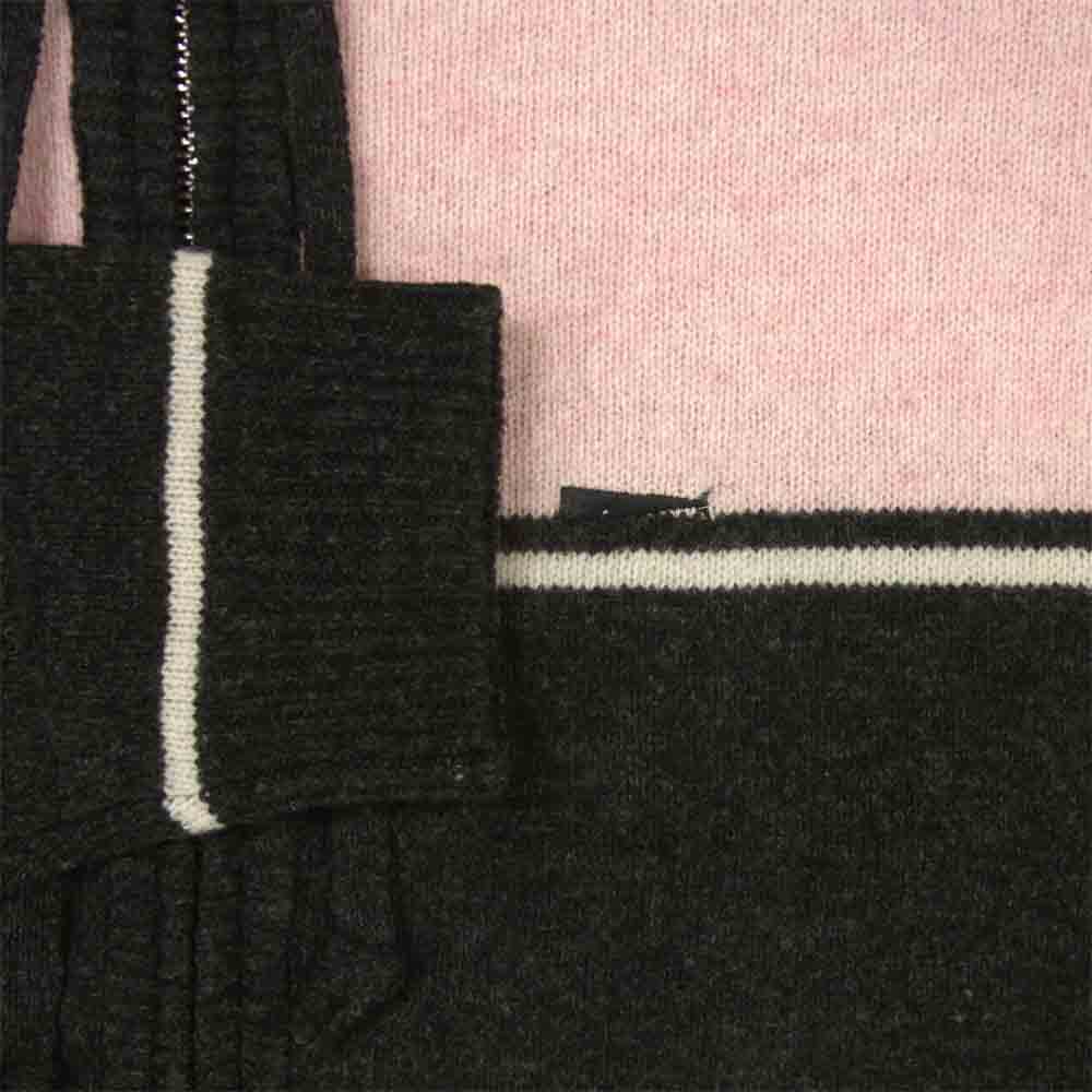 DESCENDANT ディセンダント 18AW 182MADS-KNM02 BAJA ZIP WOOL KNIT ボーダー ジップ パーカー ニット ピンク系 ブラック系 M【新古品】【未使用】【中古】