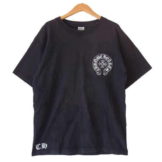 CHROME HEARTS クロムハーツ（原本無） 国内正規品 ホースシュー CHプラス バックラベルロゴプリント ポケット Tシャツ ブラック系 M【中古】