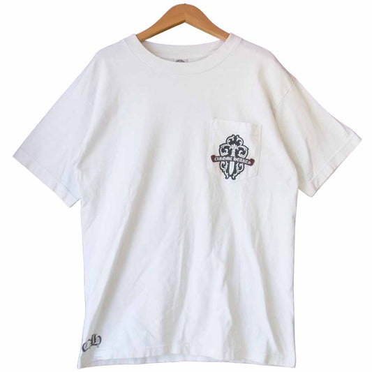 CHROME HEARTS クロムハーツ（原本無） スクロール ラベル ダガー プリント ポケット Tシャツ ホワイト系 M【中古】
