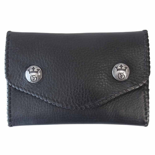 GABOR ガボール ギャランティ付属 Stingray Traditional Cross Inlay Buffalo Long Wallet スティングレイ クロス バッファロー ロング ウォレット ブラック系【中古】