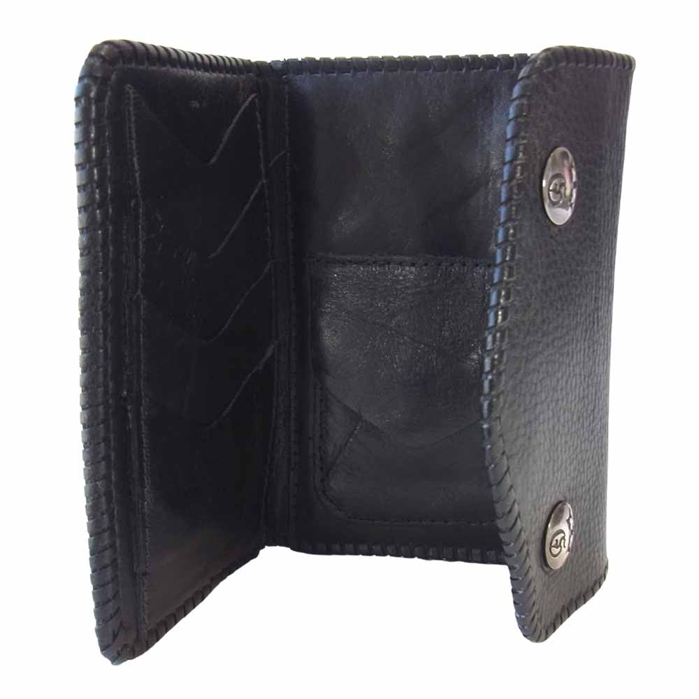 GABOR ガボール ギャランティ付属 Stingray Traditional Cross Inlay Buffalo Long Wallet スティングレイ クロス バッファロー ロング ウォレット ブラック系【中古】