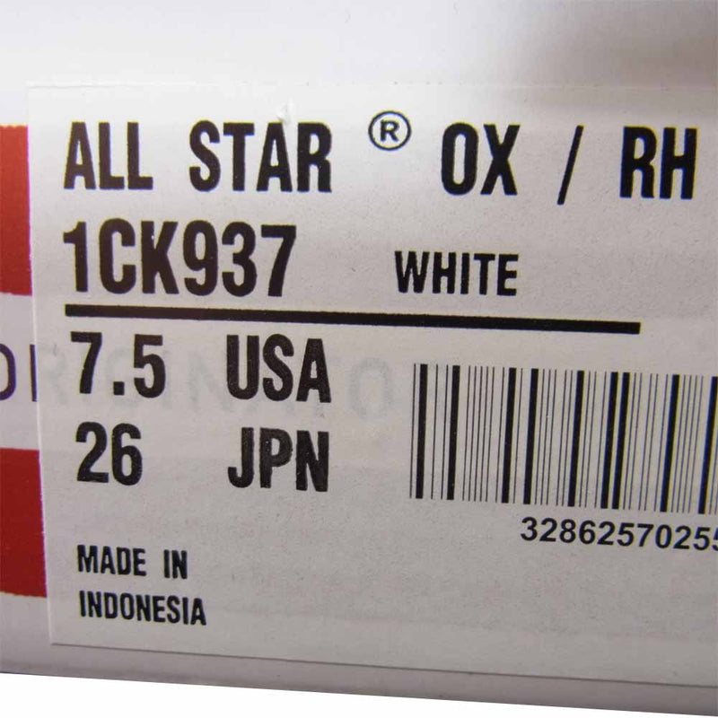 Ron Herman ロンハーマン 1CK937 × コンバース CONVERSE ALL STAR OX オールスター オックス ローカット スニーカー ホワイト ホワイト系 26cm【新古品】【未使用】【中古】