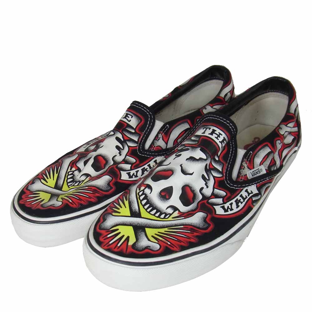 VANS バンズ × オリバーペック Oliver Peck Skull スカル スリッポン スニーカー ブラック系 27.5cm【中古】