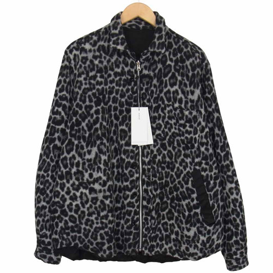 Sacai サカイ 20AW 20-02392M leopard print zip-up リバーシブル レオパード ジップ ジャケット ブラック系 2【美品】【中古】