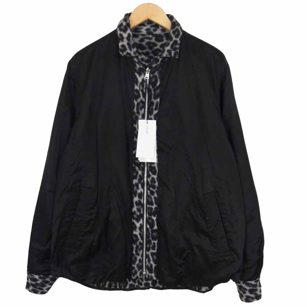 Sacai サカイ 20AW 20-02392M leopard print zip-up リバーシブル レオパード ジップ ジャケット ブラック系 2【美品】【中古】