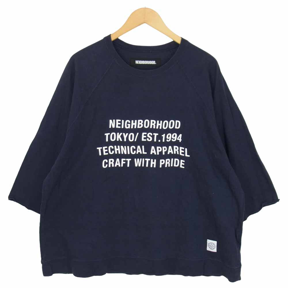 NEIGHBORHOOD ネイバーフッド 20SS 201UNNH-CSM04 BD C-CREW 3Q ラグラン スリーブ 七分袖Tシャツ ネイビー系 XL【中古】