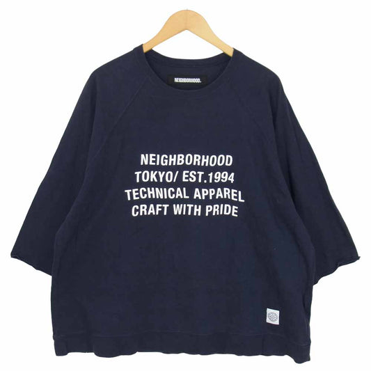 NEIGHBORHOOD ネイバーフッド 20SS 201UNNH-CSM04 BD C-CREW 3Q ラグラン スリーブ 七分袖Tシャツ ネイビー系 XL【中古】