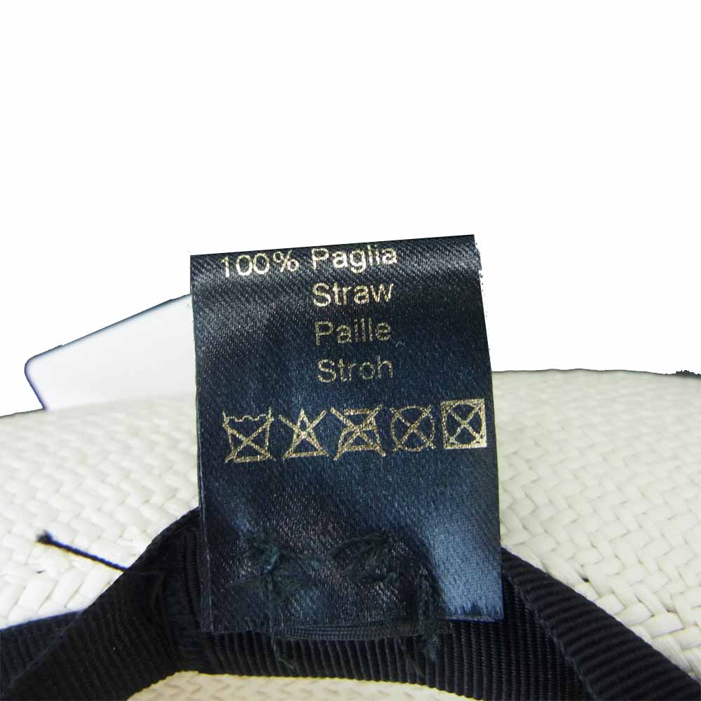 ボルサリーノ イタリア製 ストロー ハット  オフホワイト系 M【新古品】【未使用】【中古】
