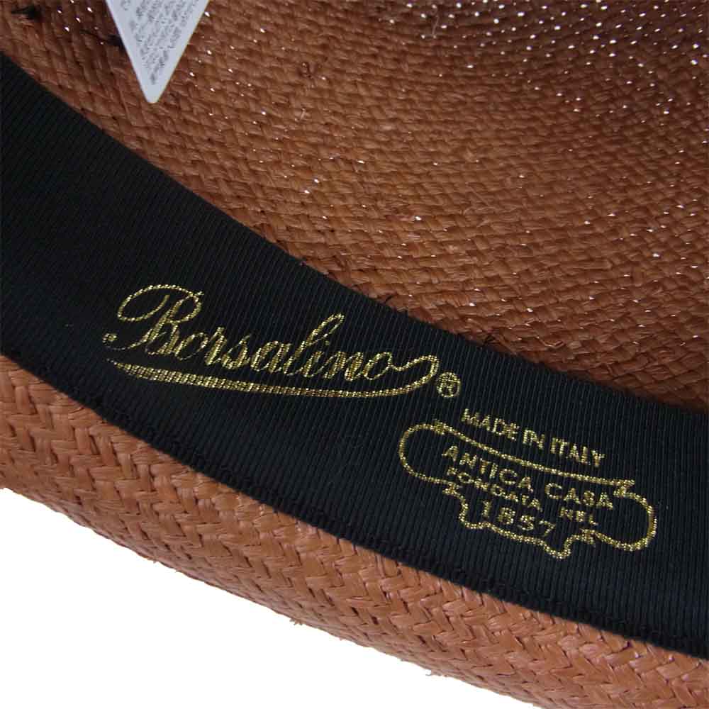 ボルサリーノ イタリア製 ストロー ハット  ブラウン系 59【新古品】【未使用】【中古】