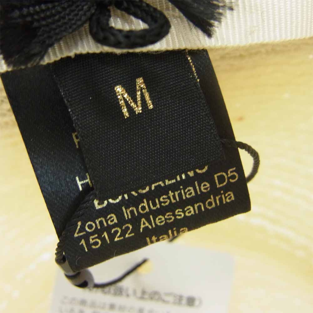 ボルサリーノ 141170 イタリア製 ダーウィン ヘンプブレード ラージブリム ハット オフホワイト系 M【新古品】【未使用】【中古】